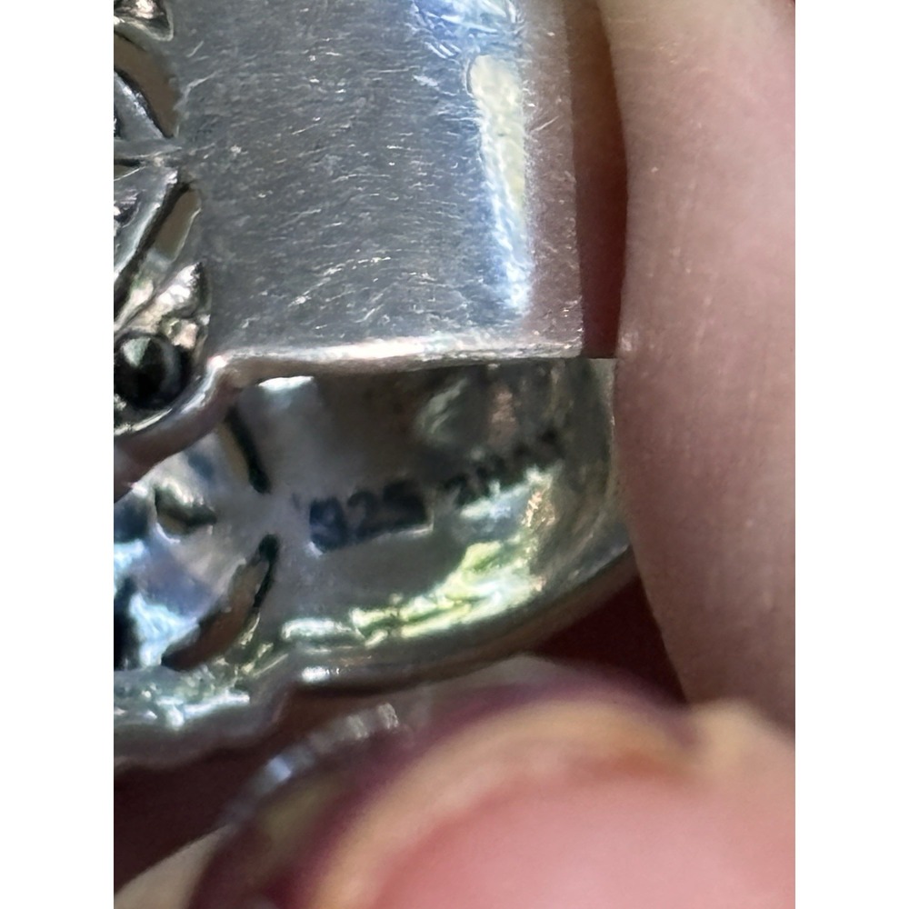 Vintage Signed 925 Sterling Silver Marcasite CZ Band Ring Size 6 - Picture 2 of 8